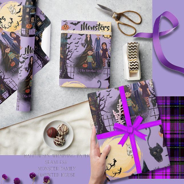 Monsters of the Haunted House Continuous Halloween Wrapping Paper (Monsters of the Haunted House Continuous Halloween Wrapping Paper)