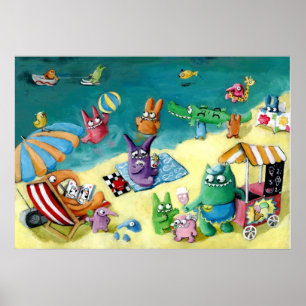 Monsters on the Beach Poster