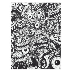 monsters pattern ugly abstract spooky scary creepy tablecloth