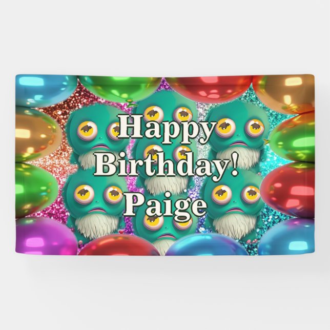 Monsters Personalised character birthday banner (Horizontal)