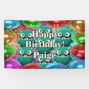 Monsters Personalised character birthday banner