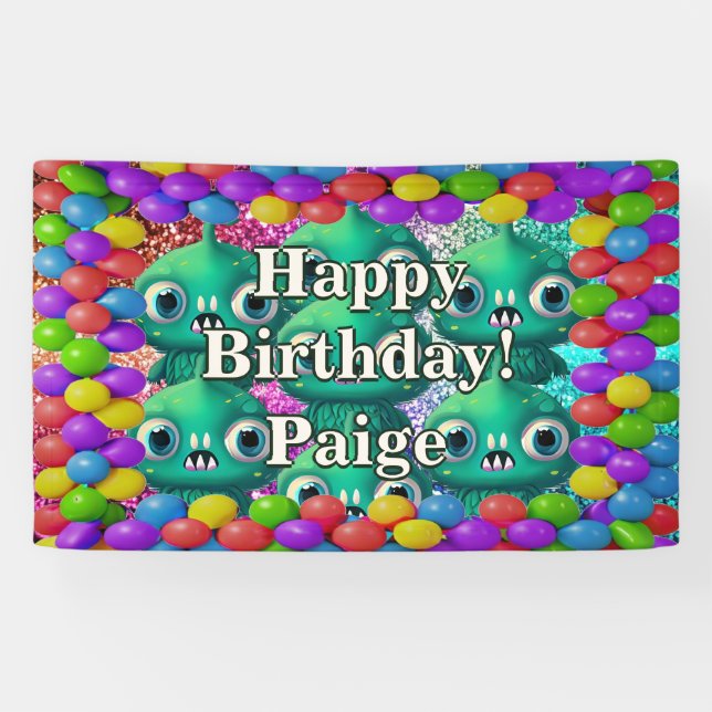 Monsters Personalised character birthday banner (Horizontal)