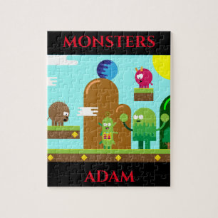 Monsters puzzle with child's name.