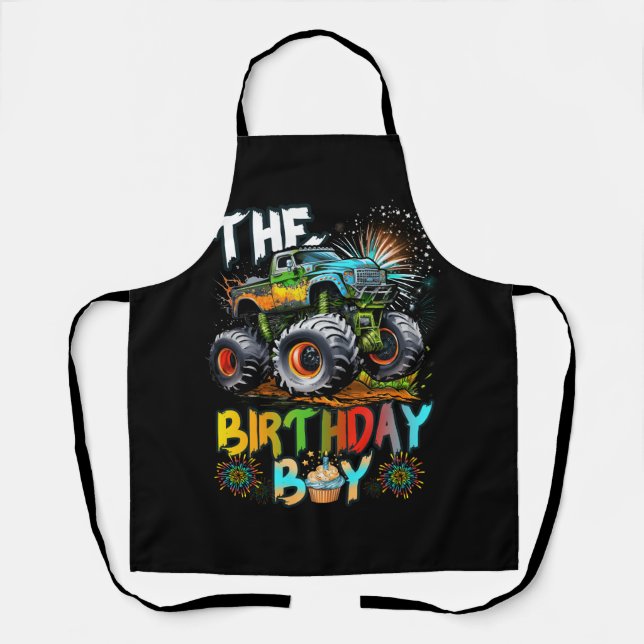 Monsters Truck Jam Family Matching The Birthday Bo Apron (Front)