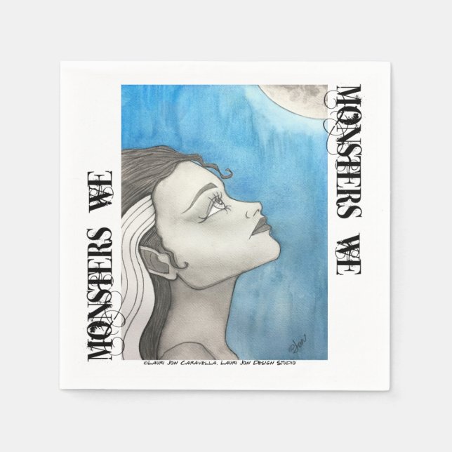 Monsters We Cocktail Napkins - Halloween -Paper (Front)