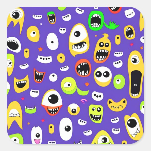 Monsters with large eyes  square sticker (Front)