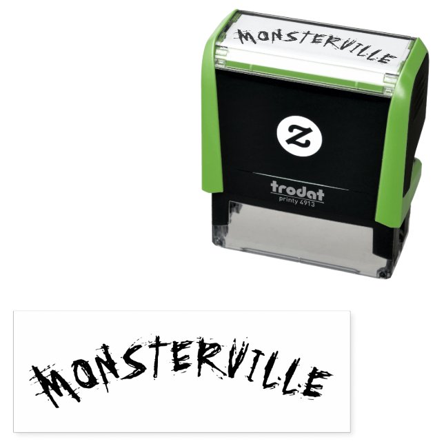 " MONSTERVILLE " HALLOWEEN HORROR FUN MONSTER WORD SELF-INKING STAMP (In Situ)