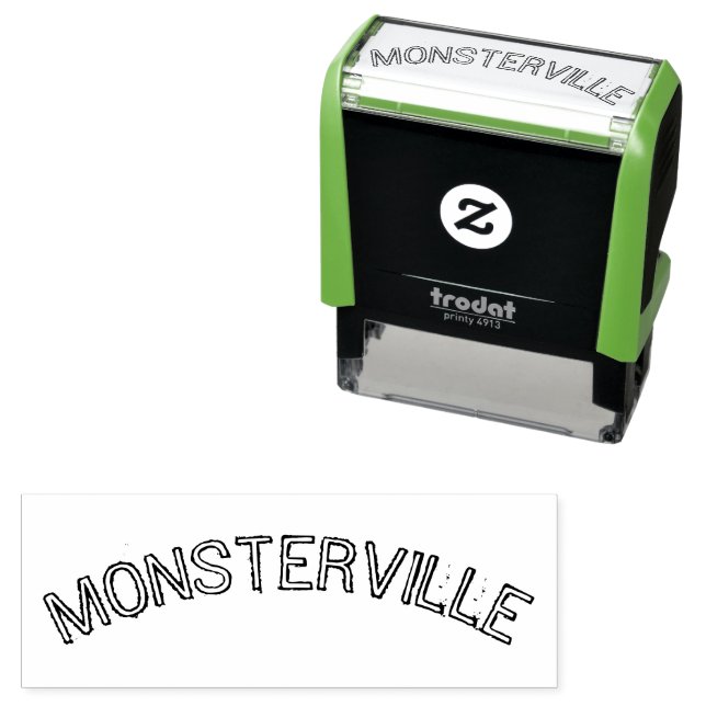" MONSTERVILLE " SCARY HALLOWEEN, FUN MONSTER WORD SELF-INKING STAMP (In Situ)