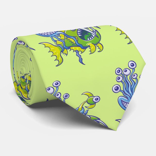Monstrous octopus catching an ugly deep sea fish tie (Rolled)