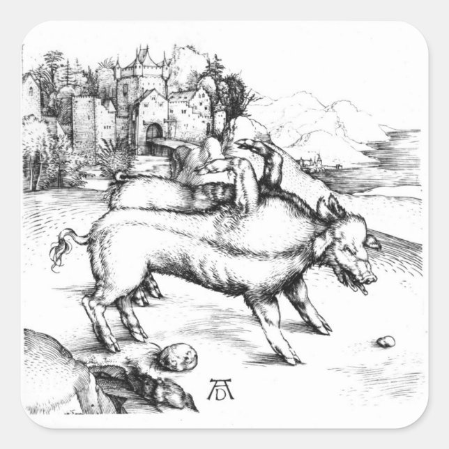 Monstrous Pig Square Sticker (Front)
