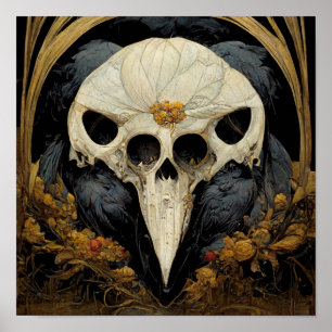 Monstrous Raven Horror Goth Gothic Poster
