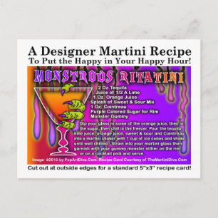 Monstrous Rita Halloween Martini Recipe Postcard