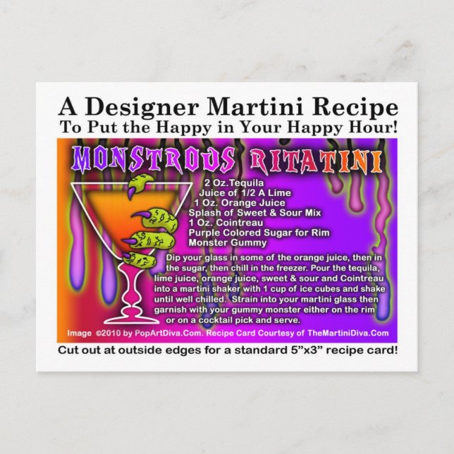 Monstrous Rita Halloween Martini Recipe Postcard (Front)