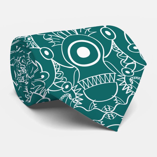 Monstrous sea creatures posing in a pattern tie (Rolled)