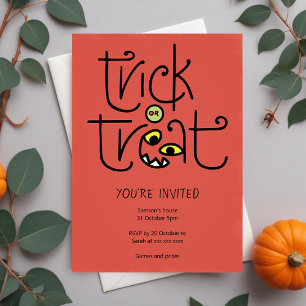Monstrous trick-or-treat invitation - orange
