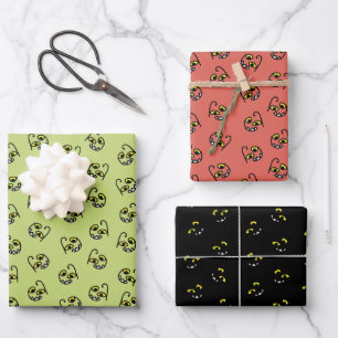 Monstrous trick or treat - orange/balck/green wrapping paper sheet