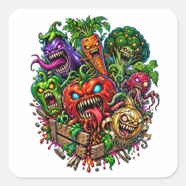 Monstrous Vegetable Garden Funny Horror Square Sticker (Front)