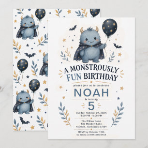 Monstrously Fun Monster 5th Birthday Invitation