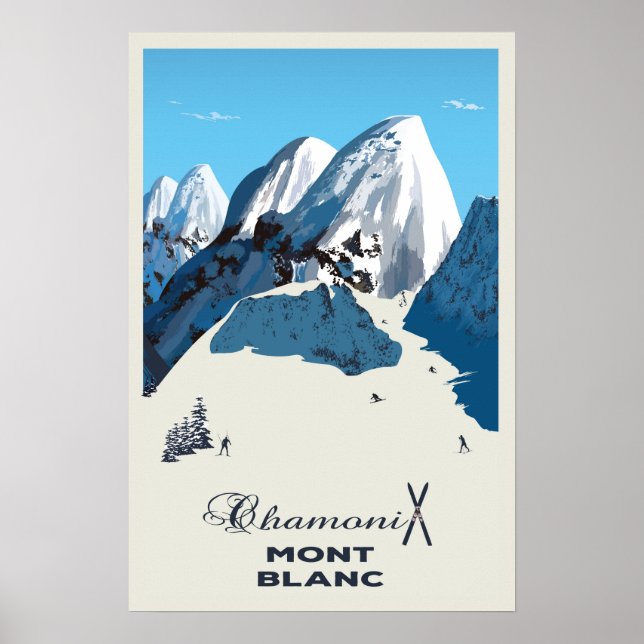 Mont Blanc, Chamonix, Ski Poster (Front)