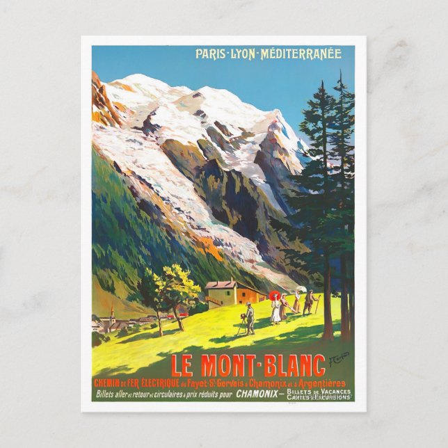 Mont Blanc France vintage travel  Postcard (Front)