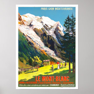 Mont Blanc France vintage travel Poster