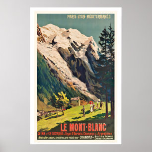 Mont Blanc France Vintage Travel Poster - Framed