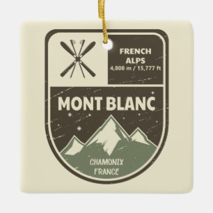 Mont Blanc French Alps Chamonix France Ceramic Ornament
