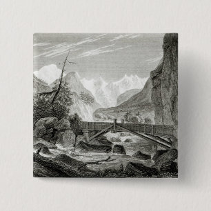 Mont Blanc from the Baths of St. Didier 15 Cm Square Badge