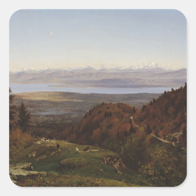 Mont-Blanc seen from Saint-Cergues, 1869 Square Sticker (Front)