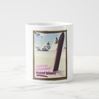 mont blanc Snowboarding travel poster. Large Coffee Mug