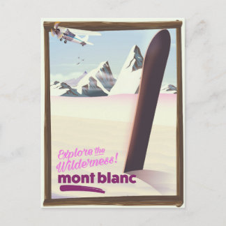 mont blanc Snowboarding travel poster. Postcard