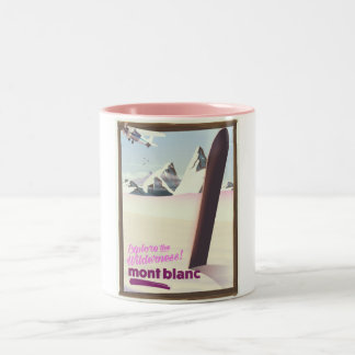 mont blanc Snowboarding travel poster. Two-Tone Coffee Mug