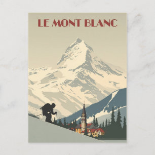 Mont Blanc Vintage Ski Poster Postcard