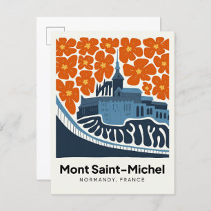 Mont Saint Michel France abstract travel floral Postcard