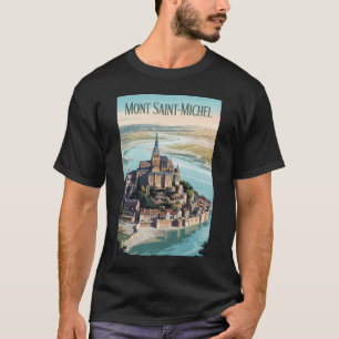 Mont-Saint-Michel France Illustration Travel Art T-Shirt