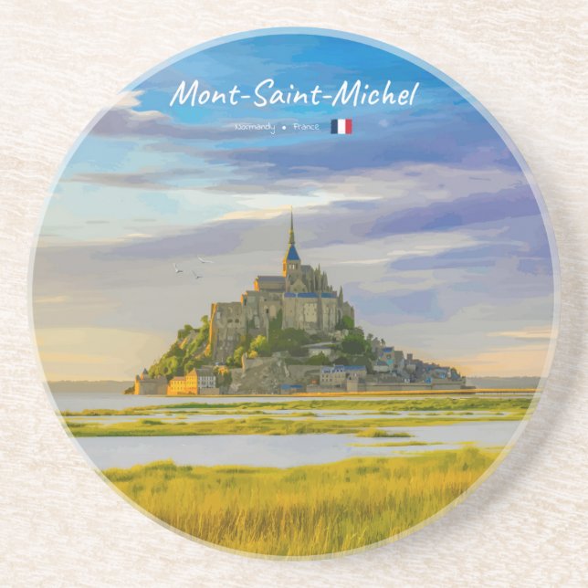 Mont-Saint-Michel, France - Mediaeval Abbey Coaster (Front)