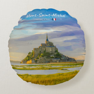 Mont-Saint-Michel, France - Mediaeval Abbey Round Cushion