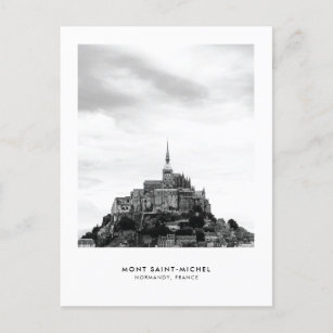 Mont Saint Michel France Monochrome Travel Postcar Holiday Postcard