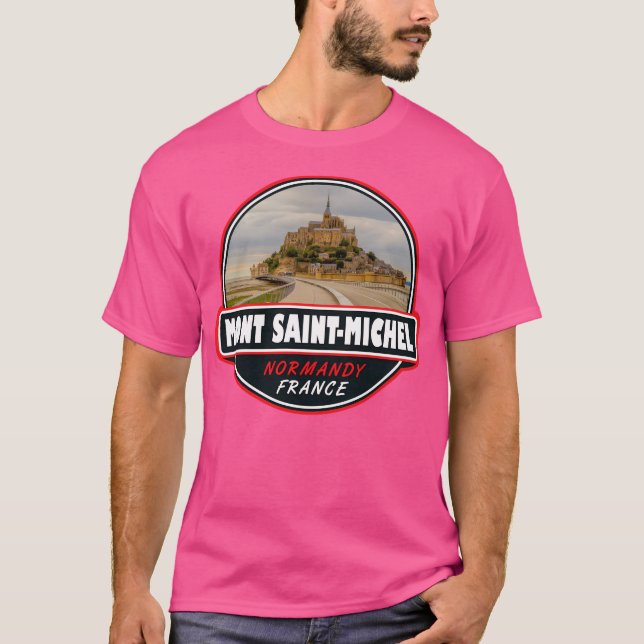 Mont Saint-Michel France Travel Art Emblem T-Shirt (Front)