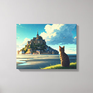 Mont Saint-Michel France Travel Cat Canvas Print