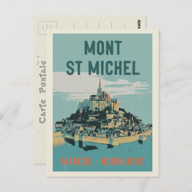 Mont Saint Michel illustration France Postcard (Front/Back)