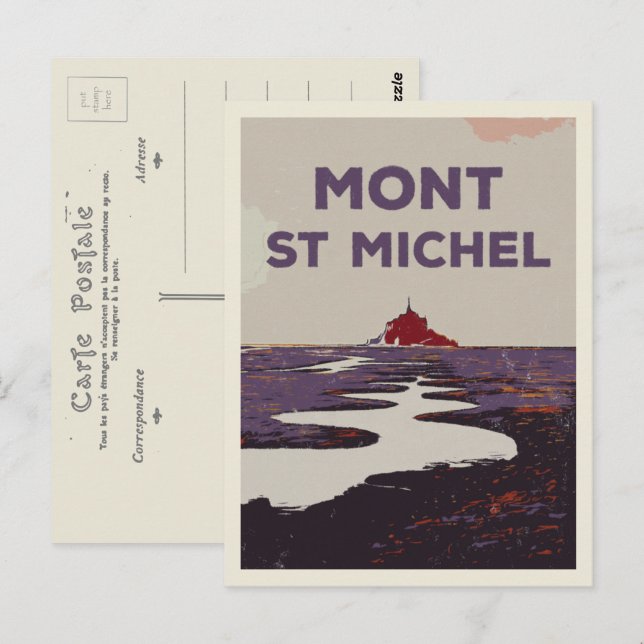 Mont Saint Michel illustration France Postcard (Front/Back)