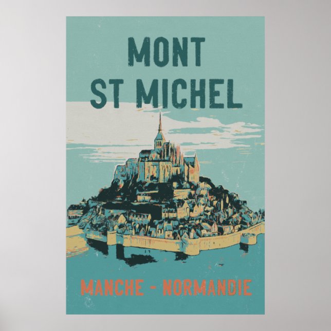 Mont Saint Michel illustration France Poster (Front)