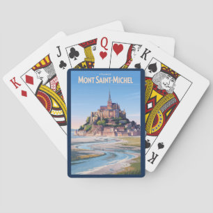 Mont Saint Michel Illustration Travel Art Vintage Playing Cards
