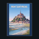 Mont Saint Michel Illustration Travel Art Vintage Postcard<br><div class="desc">Mont-Saint-Michel in a vector art style. Mont-Saint-Michel,  a magical island commune in Normandy,  France,  is famous for its dramatic tides,  mediaeval abbey,  and stunning panoramic views.</div>