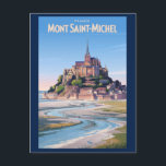 Mont Saint Michel Illustration Travel Art Vintage Postcard<br><div class="desc">Mont-Saint-Michel in a vector art style. Mont-Saint-Michel,  a magical island commune in Normandy,  France,  is famous for its dramatic tides,  mediaeval abbey,  and stunning panoramic views.</div>