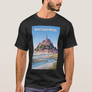 Mont Saint Michel Illustration Travel Art Vintage T-Shirt