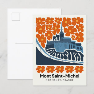 Mont Saint Michel Normandy France travel floral Postcard