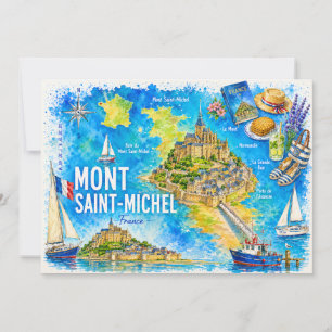 Mont Saint-Michel Normandy Watercolor Postcard