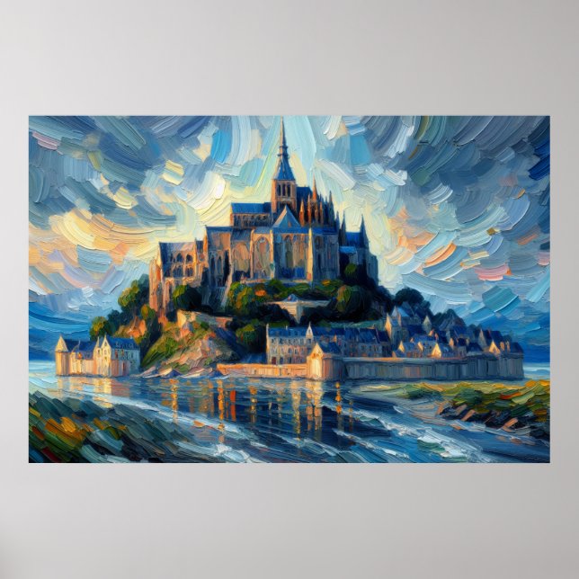 Mont-Saint-Michel Oil Painting Poster (Front)